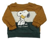 Hnědo-smetanovo-tmavokhaki mikina se Snoopym C&A