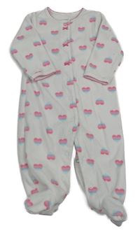 Bílý fleecový overal se srdíčky a mašličkami carter's