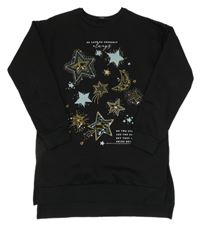 Černá dlouhá teplá mikina s hvězdičkami a měsícem a flitry George
