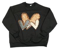 Čierna mikina so srdiečkami