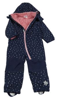 Tmavomodrá softshelllová zateplená kombinéza s hviezdičkami a kapucňou Topomini