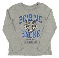 Šedé melírované triko s tygrem a nápisy George