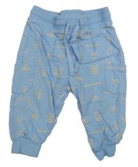 Svetlomodré cargo tepláky s palmami a ananásmi a nápismi Juniors Baby