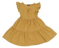 Okrové vzorované šaty s volánky TESSENTIALS