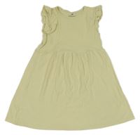 Svetložlté rebrované šaty s volánikmi H&M