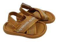 Nové - hnědé koženkovo/textilní sandály s nápisom MG BABY vel. 22