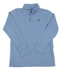 Modré melírované mikinotriko s nášivkou a golierikom Next