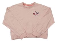 Svetloružová oversize crop mikina so rtěnkou a pusinkou a srdiečkom Pepperts!