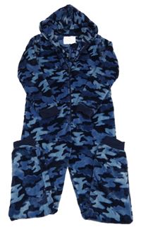 Modrá army plyšová kombinéza s kapucňou F&F