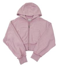 Staroružová rebrovaná prepínaci crop mikina s kapucňou PRIMARK