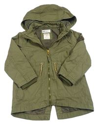 Khaki plátenná jarná parka s kapucňou H&M