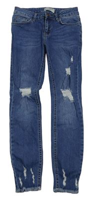 Modré skinny rifle s prošoupáním New Look