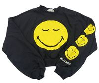 Čierna crop mikina so smajlíkmi H&M