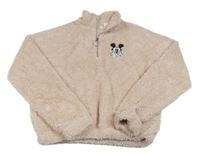 Růžová chlupatá crop mikina s Mickeym H&M