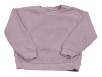 Ružová rebrovaná zamatová mikina Sinsay