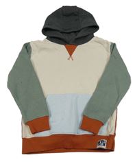 Béžovo-khaki-antracitová mikina s kapucí Dunnes