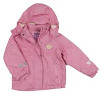 Ružová šušťáková zateplená bunda s mačkou a kapucňou Impidimpi