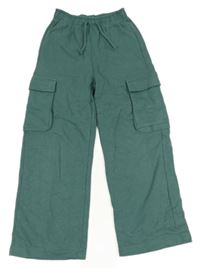 Zelené wide leg cargo tepláky Zara