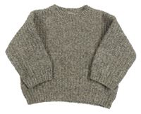 Hnědý melírovaný vlněný svetr Zara