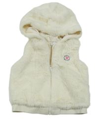 Smetanová kožešinová podšitá vesta s nášivkou a kapucí - Minnie Disney