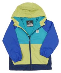 Azurovo-modro-limetková šusťáková lehce zateplená bunda s kapucí George