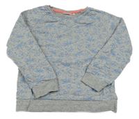 Sivá melírovaná mikina s motýly a vtáčky Name it