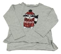 Sivá melírovaná mikina s mývalem z flitrů OVS