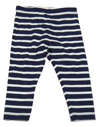 Tmavomodro-biele pruhované legíny Dunnes