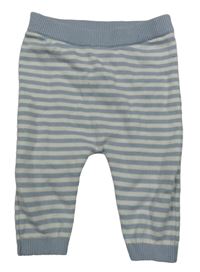 Světlemodro-biele pruhované pletené tepláky Tu