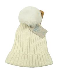 Nové - Krémová třpytivá žebrovaná pletená čepice s bambulí Primark