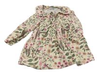 Béžové kvetované menšestrové šaty s golierikom So Cute