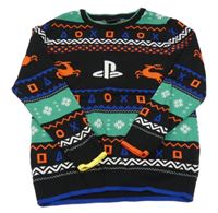 Čierno-zelený vzorovaný sveter s logem PlayStation George