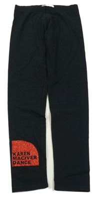 Černé legíny s nápisem a třpytivým potiskem M&S