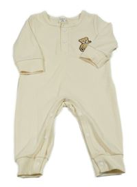 Krémový rebrovaný overal s medvěďom Shein