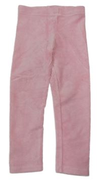 Růžové žebrované sametové legíny Matalan