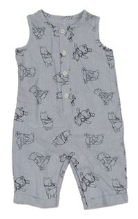 Bielo-modrý pruhovaný nohavicový overal s Púem George