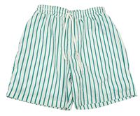 Bielo-zelené pruhované plážové kraťasy Shein