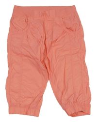 Korálové plátenné capri nohavice s úpletovým pasom Page One Young