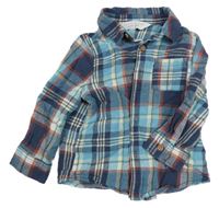 Tmavomodro-modro-barevná kostkovaná košile Primark