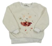 Smotanová chlpatá mikina s myškou s flitrami C&A