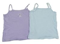 2x košilka - světlemodro-bílá pruhovaná + lila s delfínem Primark