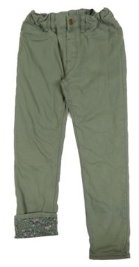 Khaki podšité skinny fit rifle H&M