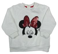 Biela chlpatá mikina s Minnie s flitrami H&M