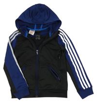 Čierno-tmavomodrá športová prepínaci mikina s logom a kapucňou Adidas
