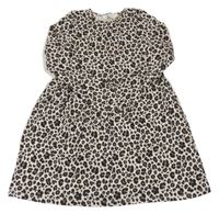 Béžovo-čierno-hnedé bavlnené šaty s leopardím vzorom H&M