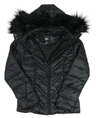 Čierna šušťáková zateplená bunda s kapucňou New Look