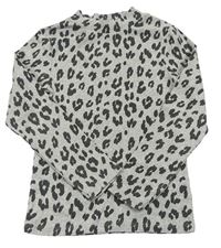 Sivo-čierne tričko s leopardím vzorom Next