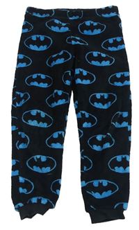 Čierno-tyrkysové chlpaté pyžamové nohavice s logy Batman George