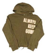 Khaki crop mikina s nápisem a kapucí Name it