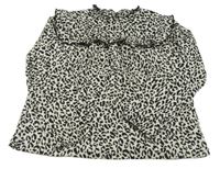 Čierno-smotanová leopardí blúzka s volánikom Next